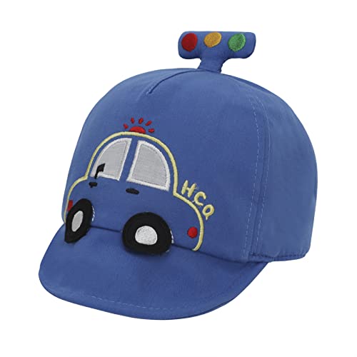 Baby Baseball Hat Infant Cute Car Sun Hat Cotton Breathable Toddler Baseball Cap for Boy Girl 0-18 Months Kids Summer Blue