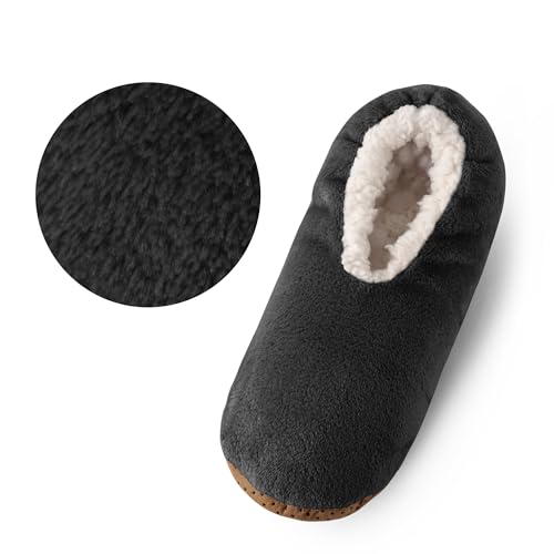 ELFJOY Mens Slipper Socks with Grippers Fuzzy House Slippers for Men Indoor Winter Warm Fleece Lined Sock Slippers2