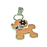 [HERBE] キラキラ プードル レザー キーホルダー イニシャル入り 日本製 牛革 キーリング ３連 イニシャルM キャメル