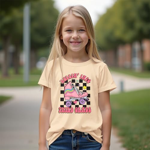 Image of SOFEON First Day of School Shirt for Girls Rollin' Into 1st /2nd /3rd Grade T-Shirt Back to School Skating Graphic Tees Tops