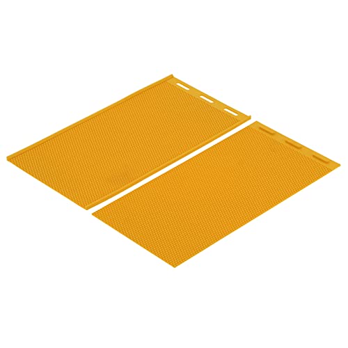 Akozon DIY Beekeeping Supplies - 2Pcs 5.4mm Yellow Beeswax Press, Rubber Comb Sheet, Beeswax Embosser - Compact and Foldable