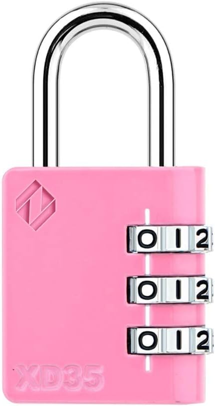 XD35 Combination Lock, 3-Digit Padlock for School Gym Sports LockerLock, Fence, Toolbox, Case, Hasp Storage (10-Pack, Pink, Emerald)
