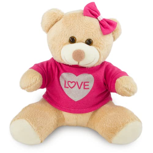 Ursinha de Pelúcia Camiseta Love Pink 20cm