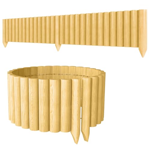 Outsunny Valla de Jardín de Madera, 176x38 cm, Valla de Jardín Exterior Decorativa, Resistente y Fácil de Instalar, para Huerto, Patio, Terraza, Césped, Natural