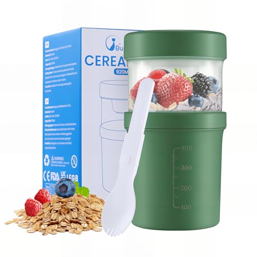 Bugucat MüSlibecher to Go Becher 560ml+360ml, Müsli Becher Auslaufsichere Joghurtbecher...