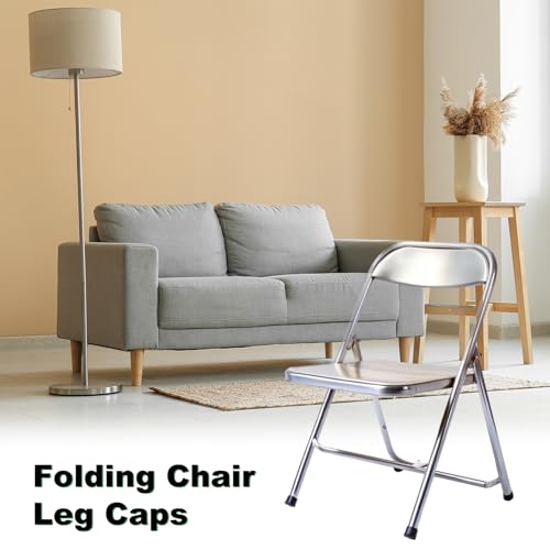 Image of M METERXITY 24-Pack Chair Leg Caps, 1 /2 Inch(13mm) PVC Chair Leg Floor Protectors for Folding Chairs /Metal Chairs /Furniture Table /Hardwood Floors, Round Non-Slip Cover End Tips [Black]