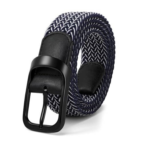 Image of JASGOOD Stretch Belt for Men, Men Women Elastic Woven Braided Belt 1 3 /8 Casual Belt Golf Belt for Jeans Pants