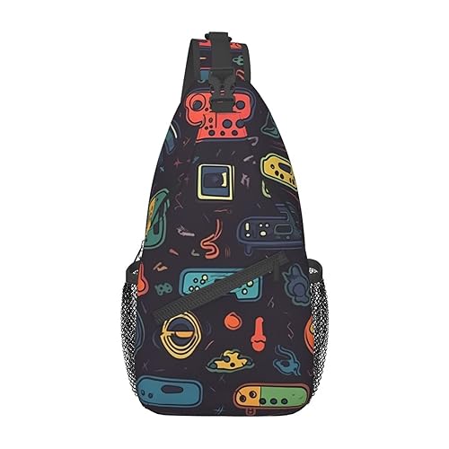 Sac à bandoulière motif jeu vidéo noir en taille unique pour homme et femme
