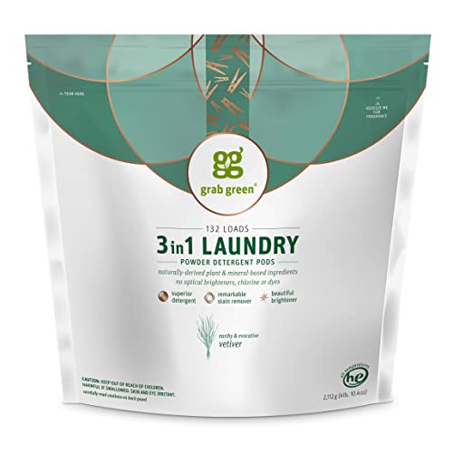 Grab Green 3-in-1 Laundry Detergent Pods 132 Count Vetiver