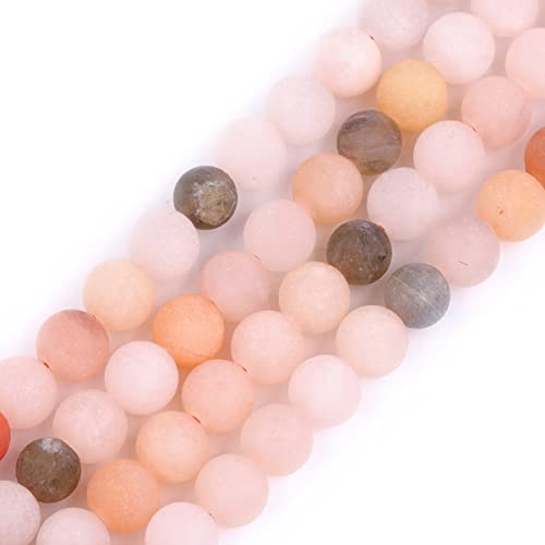 GEM-Inside Natural Round 6mm Matte Frosted Multicolor Moonstone Stone Gemstone Loose Beads for Bracelets Jewellery Making 15''