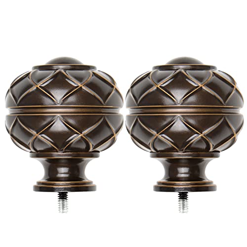USFOOK Fensterbehandlungs-Endstücke für 3/4 oder 6/8 Zoll Gardinenstangen, Bronze-Gardinenstangen, Ersatz-Endstücke mit M6-Schrauben, Lotus-Textur-Endstücke, 2 Stück Cover