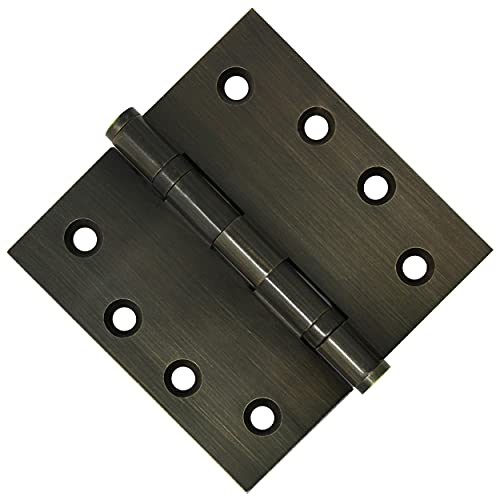 Finsbury Hardware Solid Brass Door Hinge Heavy Duty Ball Bearing 4X4 Inch With Decorative Screw-On Tips Included - Set Of 3 Hinges (Antique Brass) #TOP2