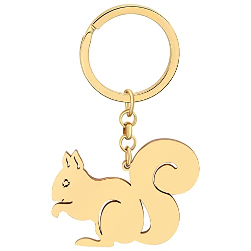 Porte-clés écureuil : cadeau charms en acier pour femmes et filles