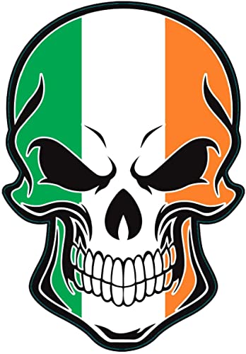 Image of 2pcs 5 inch - Ireland Sticker, Irish Skull Sticker - Auto, Wall, Laptop, Cell, Truck Sticker for Windows, Cars, Trucks