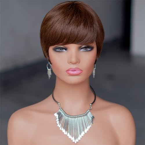 Perruques courtes coupe Pixie avec frange pour dissimuler la repousse avec naturel - 4