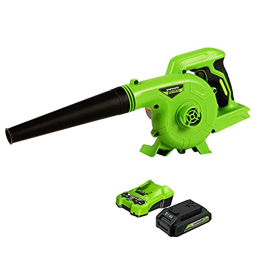 Greenworks 24V (90 MPH / 180 CFM / 200+ Compatible Tools) Cordless Shop Blower, 2.0Ah Battery and Charger Included
