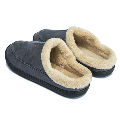 Moccasins for Men Memory Foam Slippers Men's House Shoes for Indoor Outdoor with Microsuede Fleece Fuzzy Lined2