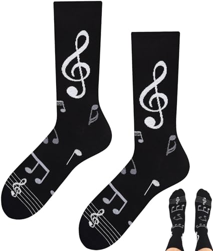 TODO Lustige Socken mit Noten Herren, Coole Socken mit Musiknoten Motiv (Noten 43-46)