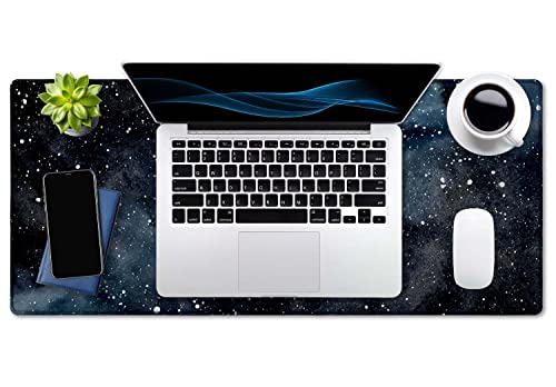 Image of SSOIU Extended Gaming Mouse Pad (35.5x15.7 in) Dark Starry Deep Space Desk Mat, Cute Galaxy Desk Pad