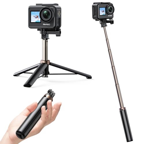AKASO 60cm Selfie Stick Extendable Tripod Stand Compatible with AKASO SJCAM GoPro Hero 13/12/11/10/9/8/7/Max DJI Osmo Action 5/4/3 and Other Action Cameras