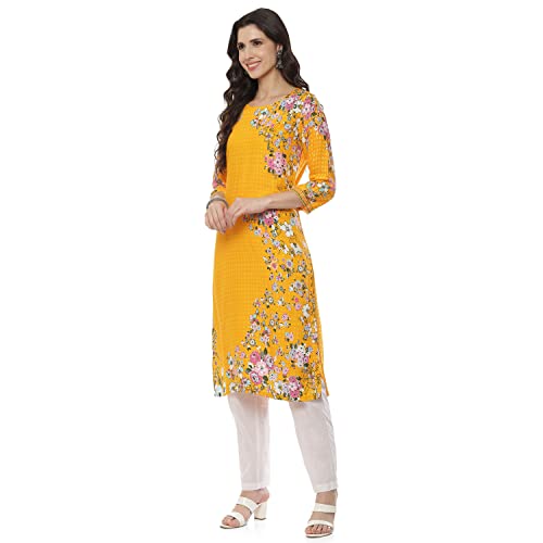 Image of Rangriti Red Liva Straight Kurta for Women