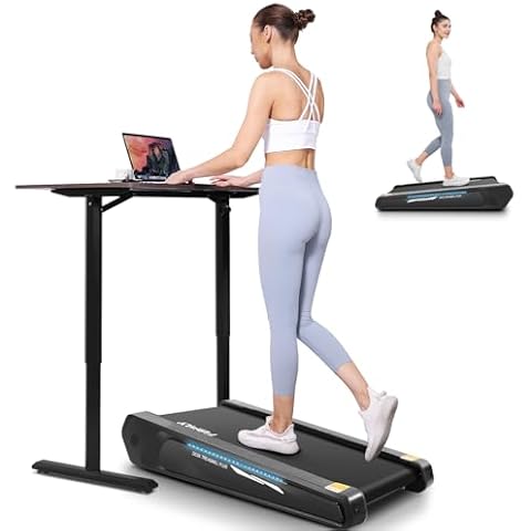 FUNMILY Walking Pad Treadmill with 5% Incline, 2.5HP Smallest Under Desk Treadmill for Home Office, Compact Walking Treadmill 300lbs Weight Capacity/Remote Control/Lighting Design(All Black) Cover