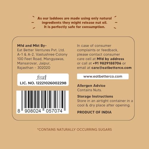 Image of EAT BETTER CO - Hazelnut Chocolate Laddoos | Sugar-Free | 95% Dry Fruits | High Protein | Healthy Snacks | Instant Energy | No Added Sugar | Energy Bar Replacement | Pack of 7 (70g)