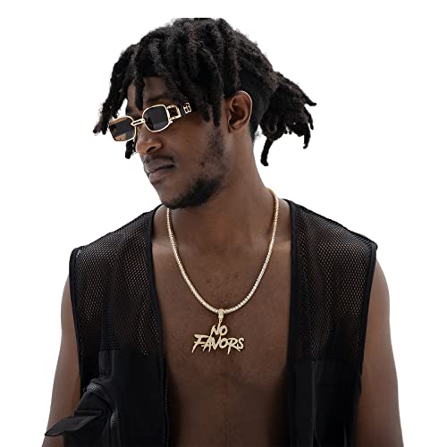 Ivy Taili No Favors Pendant Necklace 18K Gold Plated Hip Hop Iced Out Pendant Diamond Letter Pendant With 24In Rope Chain #TOP2