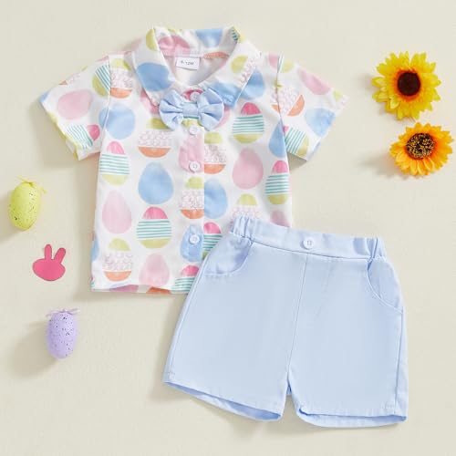 Image of Toddler Boy Summer Outfits Button Down Short Sleeve Floral Shirts & Casual Shorts 1-6 Years Boys Clothes Set