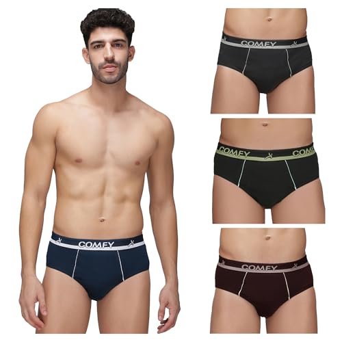 Image of Amul Comfy Men's Pure Cotton Multi Color Brief Pack of 4 (Assorted Colour May Vary)