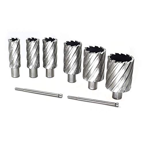 Jestuous JES-GBZ-6PCS-2 Annular Cutter Set 6Pcs Jestuous 3/4 Inch Weldon Shank 2 Inches Cutting Depth 1 To 2 Cutting Diameter Two Flat Hss Slugger Bits thumb #3