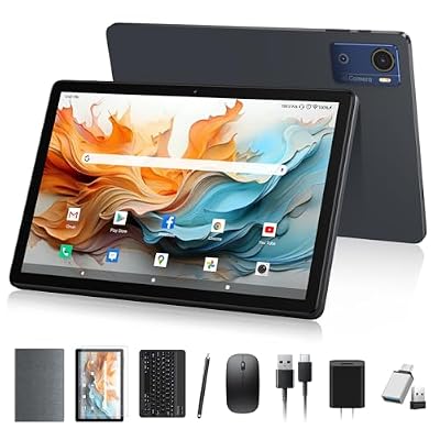10.1 Inch Android 16 Tablet, 12GB + 64GB, 2 in 1 Tablets with Keyboard