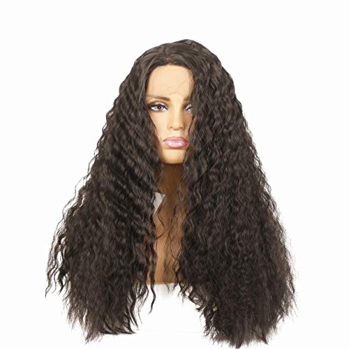 DQ Ombre Blonde Wig for Women, Long Curly Lace Front Synthetic Wig High Temperature Heat Resistant Hair for Costume Halloween Party Use Colorful Wig Natural Real Looking (Curly, Ombre Blonde)