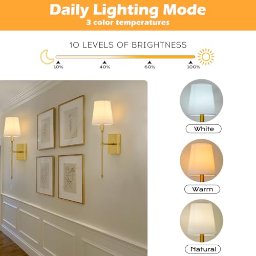 Image of PASSICA DECOR Battery Operated Wall Sconce Set of Two, with Dimmable Rechargeable Light Bulbs,Wireless Wall Lights Remote Control, 15 Colors, Easy to Install Lights for Bedroom Living Room