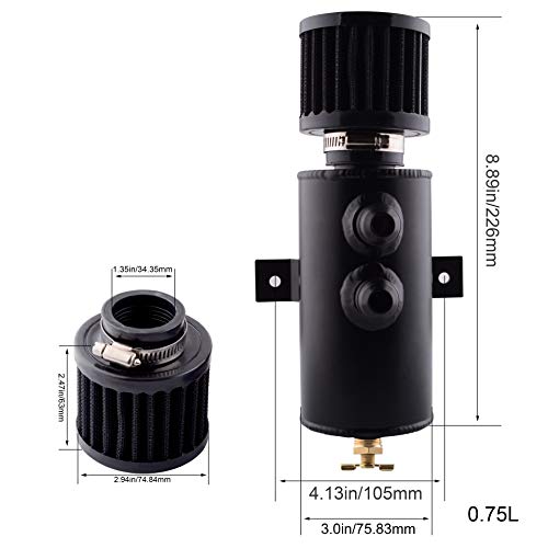 Espeeder Universal 10An Aluminum Baffled Oil Catch Can Brushed Reservoir Tank With Breather Filter 750Ml Black #TOP5