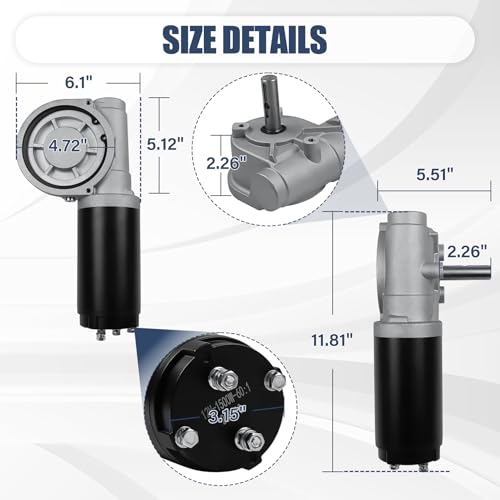 1500W 60:1 2.1HP Electric Tarp Motor for Dump Trucks Over 28' Length, Universal Tipper Truck Roll Canopy Motor for Dump Truck Tarp System with Chrome Housing Cover- 12V DC, 60RPM- 5 Years Warranty by FHRHRY - Image 3