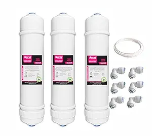 Dissora Silver 10 Inch Inline Pre Carbon, Post Carbon and Sediment Block Filter Cartridge Set, Compatible with All Brands RO UV UF Water Purifier