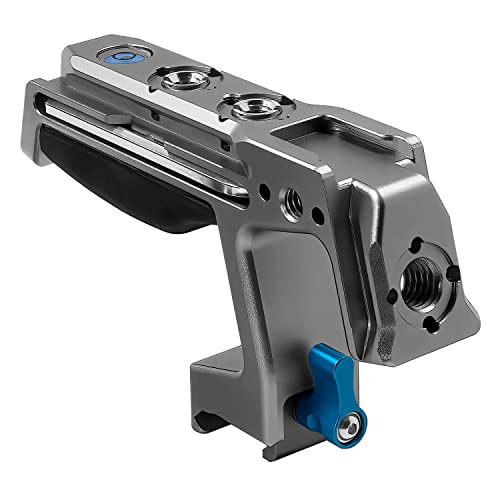 Image of KONDOR BLUE | Talon NATO Top Handle for Camera Cages | Quick Release NATO Clamp, Dual NATO Rails, 3 /8-16 ARRI-Style and 1 /4-20 Anti-Twist Mounts, Dual Cold Shoes, Bubble Level, Built-In 4mm Hex | Gray