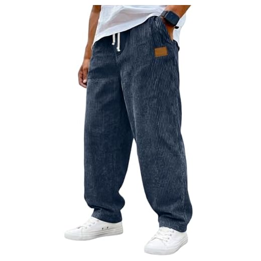 Cordhose Herren Baggy Lang Jogginghose Lässige Lockere Sporthose mit Kordelzug Geradem Bein Freizeithose Leichte Vintage-Cord Stoffhose Outdoor Hosen Männer