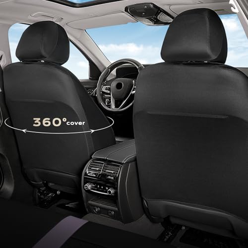 Image of Coverado Car Seat Covers Front Pair, Automotive Leather Seat Covers for Car,Universal Fit Front Back Seat Cover, Non-Slip Waterproof Breathable Car Seat Protector