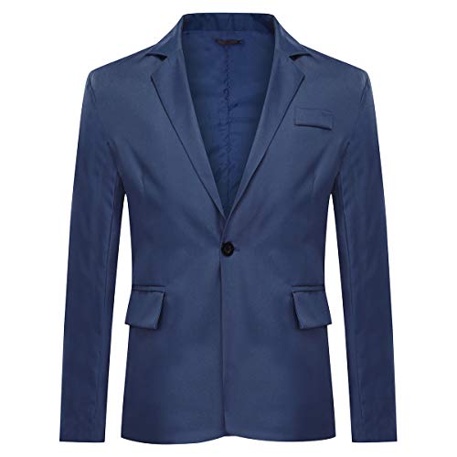 Allthemen Mens Casual Suit Jackets Slim Fit Blazer One Button Suits Coat Solid Casual Jacket Tops Navy M