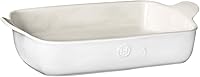 Emile Henry 13x9 Large Rectangular Ceramic Baker - Sugar White Modern Classics, Freezer-to-Oven Safe
