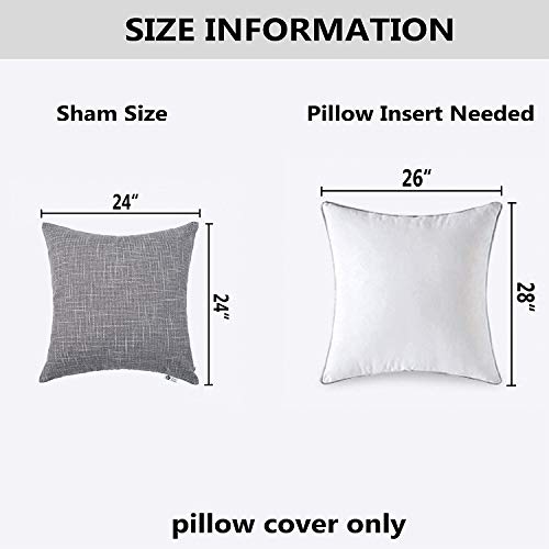 Kevin Textile 2 Pack Decorative Linen Throw Pillow Covers, Outdoor Pillows Cover Large Cushion Case For Couch/Chair, 24 X 24 Inches, 61Cm, Grey #TOP5