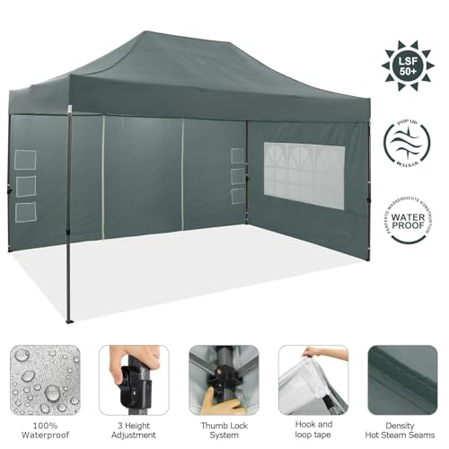 Miniatura 2 de COBIZI Carpa Plegable 3x4,5 con 4 Pared Lateral,Cenadores para Jardin,Impermeable Carpa,Pergola de Jardin,Carpas para Exteriores Fiesta Camping Playa Reception(3 por 4,5m Gris)