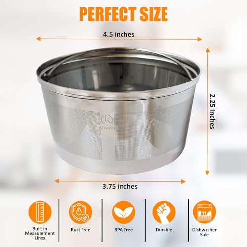 Krisven 197644242610 Reusable Coffee Filter Basket With Measurement Lines, Stainless Steel Permanent Metal Coffee Filter thumb #2