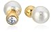 Michael Kors Modern Classic Pearl Gold-Tone, Crystal and White Pearl Front-Back Stud Earrings