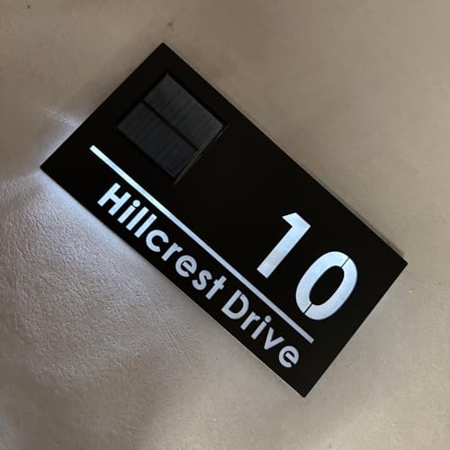 Solar Address Sign,House Numbers for Outside Light Up,Personalized 3-7Color Solar Panel House Number Exterior LED Light 3DLaser Custom Family Name Door Sign (7 Colors)