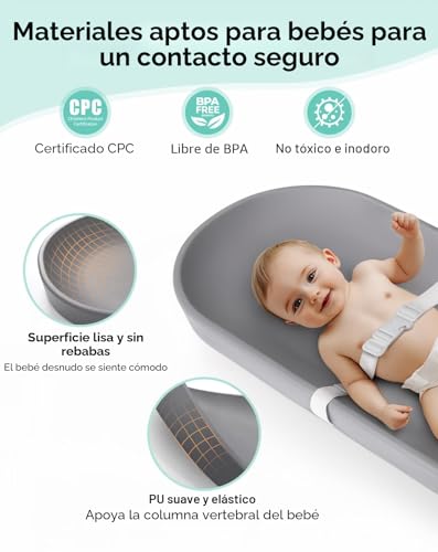 Cambiador bebe impermeable COMOMY colchoneta de suave PU lavable para cómoda gris 5