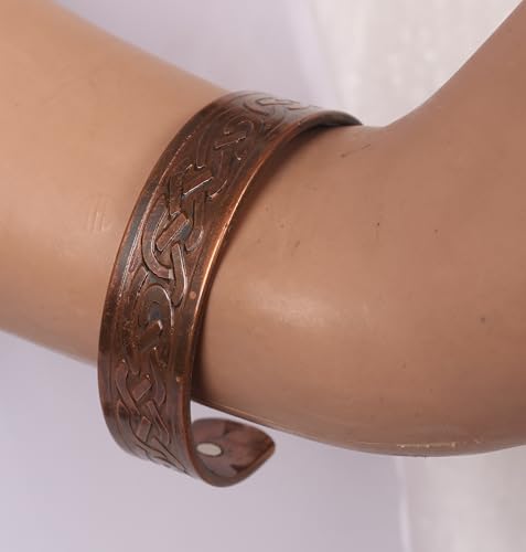 Image of Touchstone copper bracelets | gift for men women |adjustable 100% pure solid real magnetic jewelry | handmade bracelet set combo | rope braided tibetan bangles.