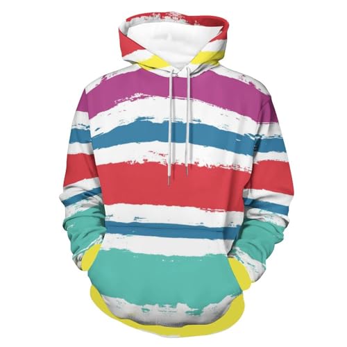 Hoodie rayures de couleur UMENG S sweat à capuche unisexe pour homme et femme